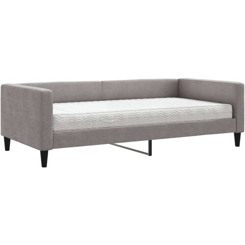  Dnevni krevet s madracem smeđesivi 100 x 200 cm od tkanine Slike
