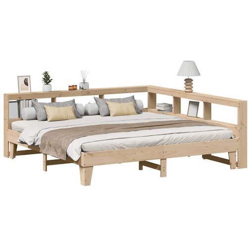 vidaXL Krevet s regalom za knjige bez madraca 200 x 200 cm od borovine Cijene