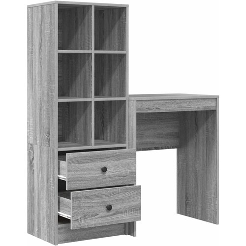  Stol s ladicama s policom s pohranom 2 pcs Siva Sonoma Slike