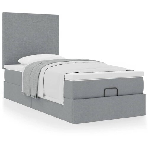 VidaXL Otomanski okvir kreveta s madraca svijetlosivi 90x190cm tkanine Slike