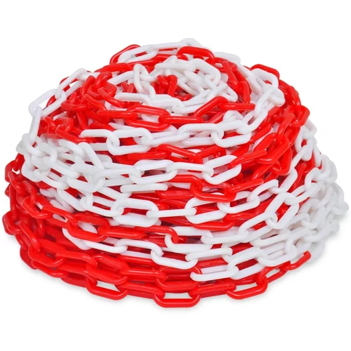vidaXL Plastični crveno-bijeli lanac upozorenja 30 m