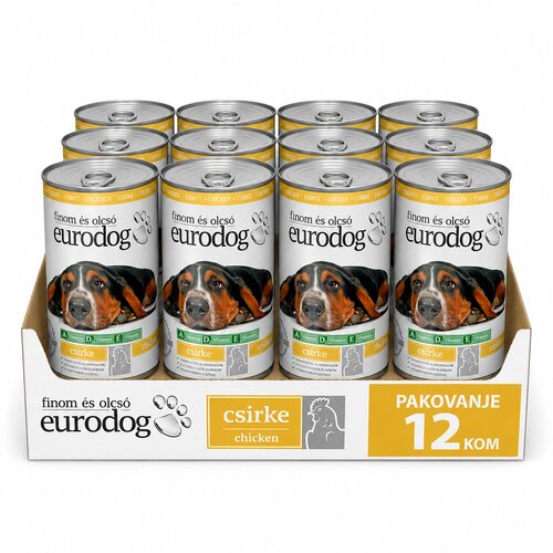 Euro dog Vlažna hrana za pse, Piletina 1240g, 12 komada Cene
