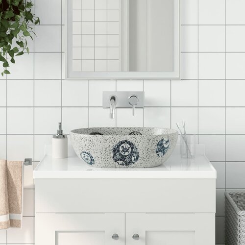 Nadgradni umivaonik sivo-plavi ovalni 47 x 33 x 13 cm keramički Cijene