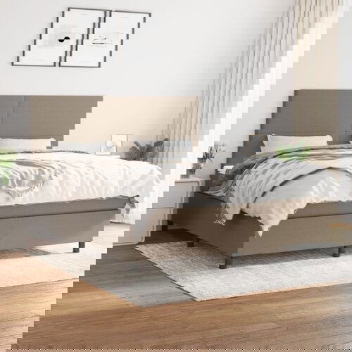 The Living Store Box spring postelja z vzmetnico taupe 160x200 cm blago - Box Spring Postelja, (21438751) Slike