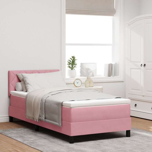 vidaXL Box Spring Postelja z Vzmetnico Roza 90x200 cm Žamet Cene