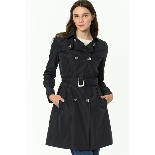 Dewberry Z6642 WOMEN&amp;#039;S TRENCH COAT-NAVY BLUE Slike