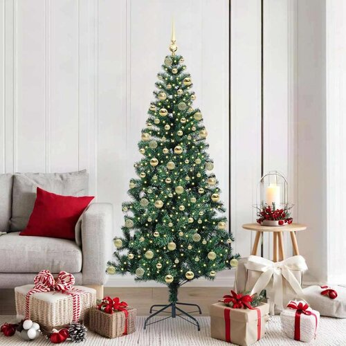 vidaXL Umjetna preddekorirana božićna jelka med 300 LED Zelena 180 cm Cene