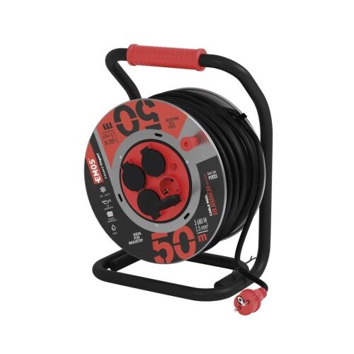  Zunanji kolutni podaljšek 50 m / 4 vtičnice / črni / guma-neopren / 230V / 1,5 mm2 Cene