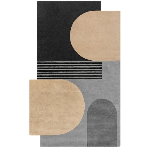 Flair Rugs Crni/sivi ručno rađen vunen tepih 120x180 cm Lozenge Monochrome – Cijene