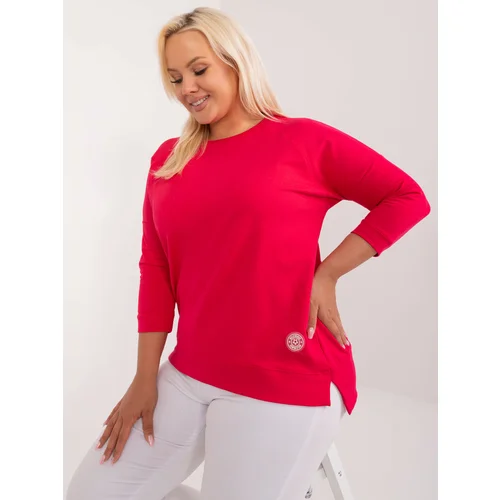 Fashion Hunters Red smooth blouse plus size asymmetrical cut