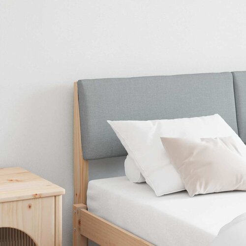 vidaXL Tapecirano vzglavje Svetlo siva 140 cm Masivno borovo les Cene