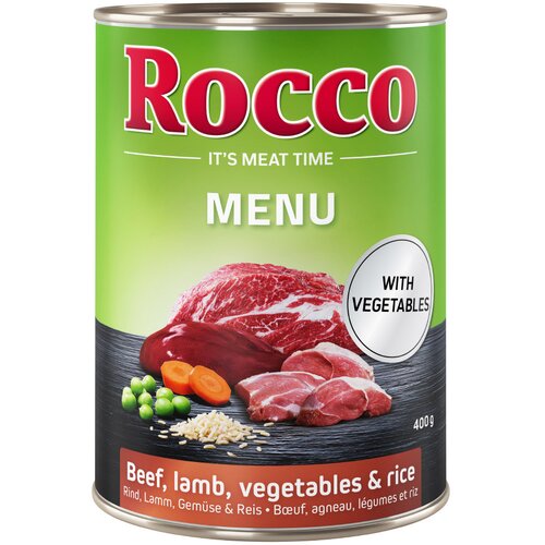  Varčno pakiranje Rocco Menu 24 x 400 g  - Govedina z jagnjetino, zelenjavo in rižem Cijene