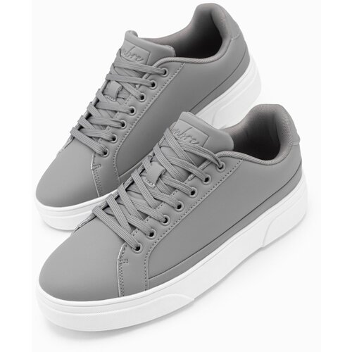 Ombre men's eco leather sneakers shoes with thick sole - grey Cene