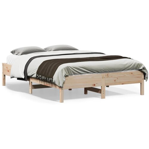  The Living Store Posteljni okvir brez vzmetnice 140x190 cm trdna borovina - Posteljni Okvir, (21502654) Slike