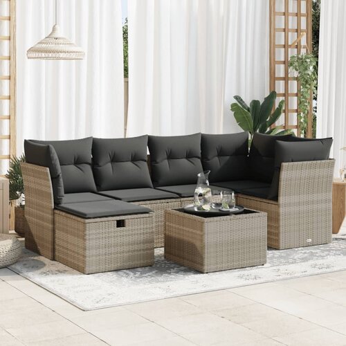 vidaXL 7-dijelni set vrtnih sofa svjetlosivi od poliratana Cijene