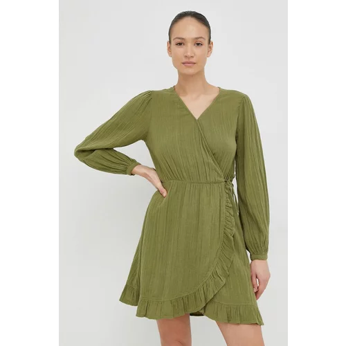 Roxy Bombažna obleka zelena barva
