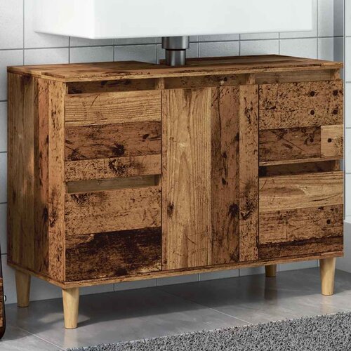 Ormarić za umivaonik boja drva 80x33x60 cm konstruirano drvo Cene