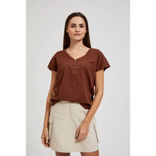 Moodo Women's T-shirt with buttons - brown