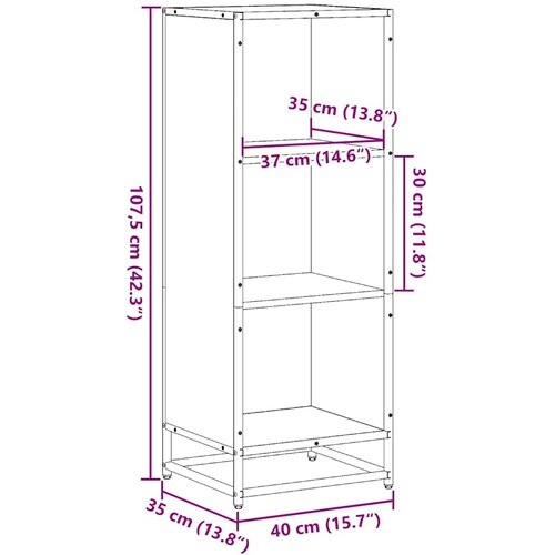  Ormar za knjige crni 40x35x107,5 cm izrađeno drvo Slike