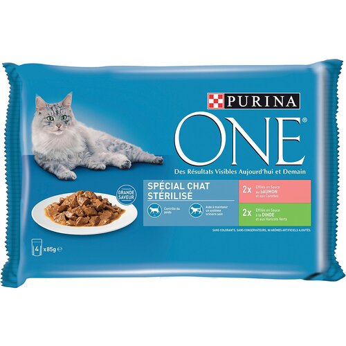 Purina ONE Junior 4 x 85 g - Sterilcat losos &amp;amp; puran Slike
