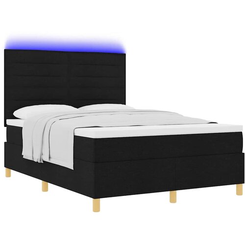  LED Box Spring Krevet s madracem Crna 160 x 200 cm tkanina Slike