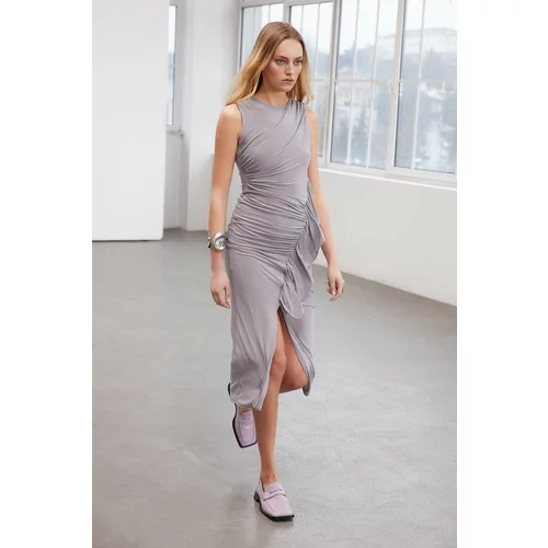 Trendyol Limited Edition Gray Flounce Dress