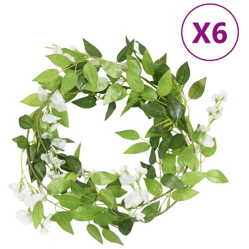 vidaXL Girlanda iz umetnega cvetja 6 kosov bela 200 cm Cene