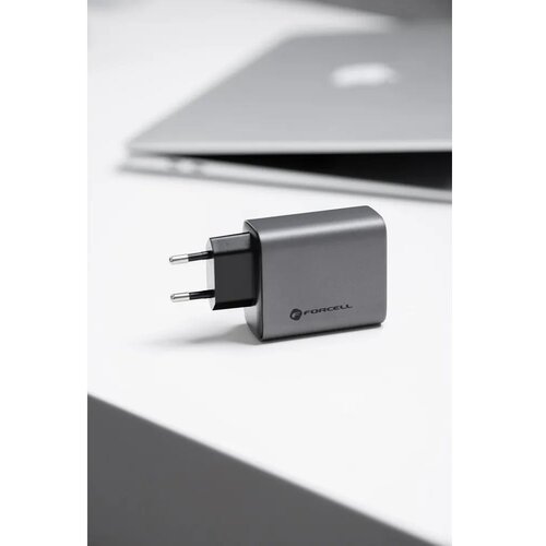 Forcell F-Energy GaN omrežni polnilec - 65 W s priključki: 2x USB C in USB A s PD in QC 4.0 polnjenjem Slike
