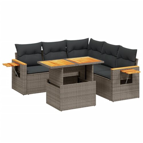 Maison Chic Seti vrtnega pohištva - Vrtna garnitura - Vrtni pohištvo set 6-delna z blazinami siv poli ratan, (21805076) Cene