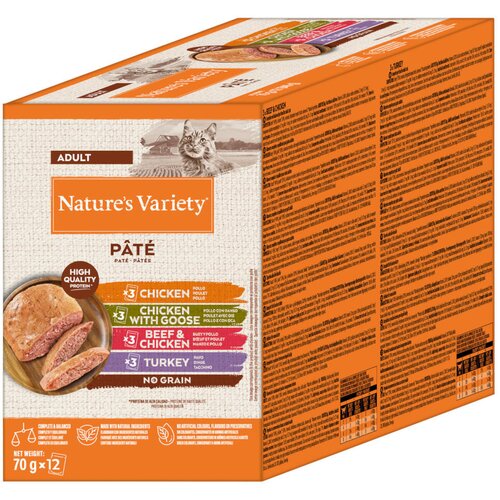Nature&amp;rsquo;s Variety Original Pat&amp;eacute; No Grain 12 x 70 g - Mije&amp;scaron;ano pakiranje (piletina, piletina i gu&amp;scaron;četina, govedina i piletina, puretina) Slike