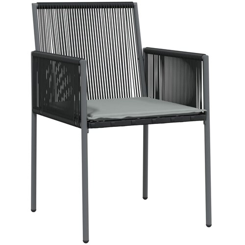  Vrtne stolice s jastucima 6 kom crne 54x60,5x83,5 cm poliratan Slike