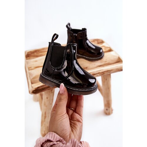 Boto Children's Laquered Warm Boots Black Porky Cene