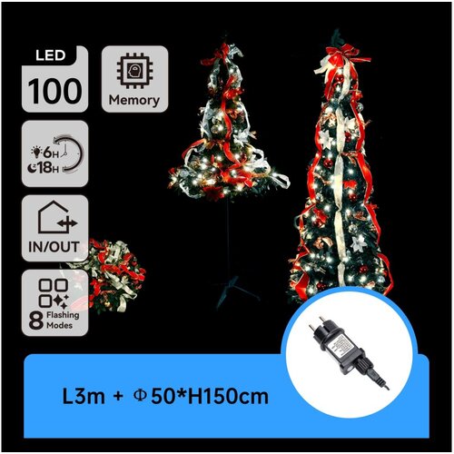 Aigostar LED spoljni božićni bor 100xLED/230V 1,5m IP44 crvena hladna bela Cene
