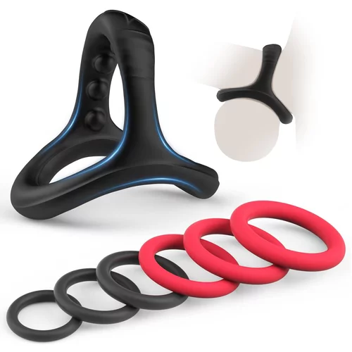 Paloqueth Canrok Silicone Penis Rings Set Black 7 pack