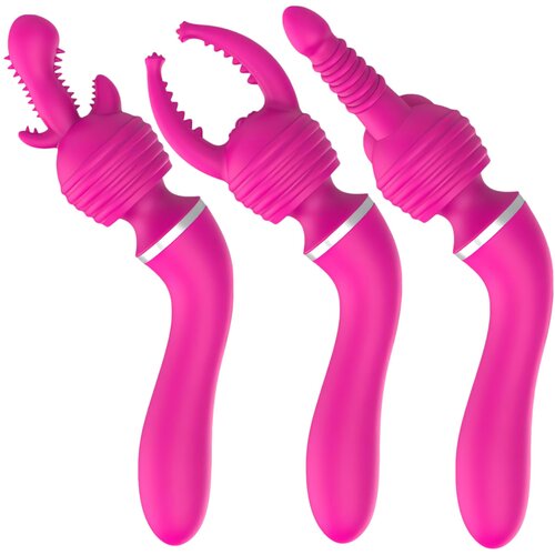 Lonelyi Lonely - Masažni aparat z izmenljivo glavo in vibrator za točko G (roza), ki ga je mogoče polniti 2v1 Slike