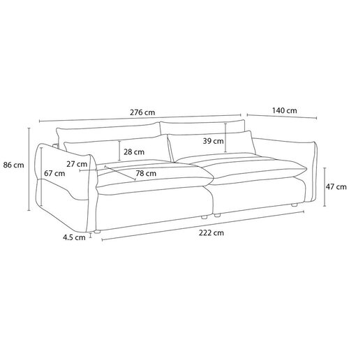Bobochic Paris Bež sofa od &amp;scaron;enila 276 cm Neil &amp;ndash; Slike