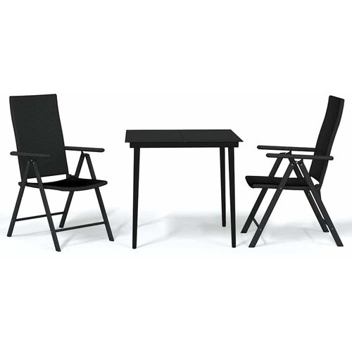  3-dijelni vrtni blagovaonski set crni Slike