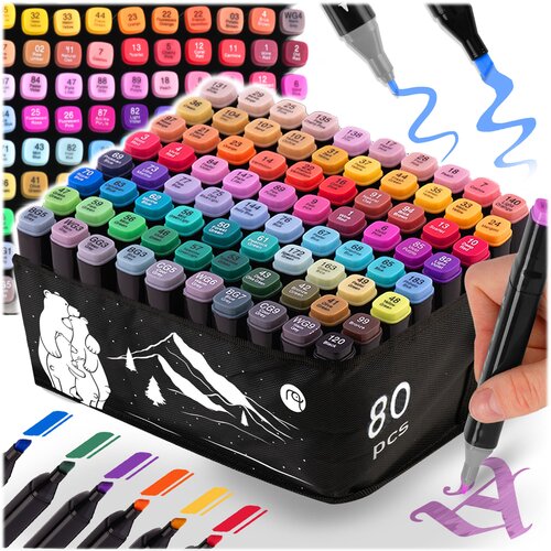 Nukido NK-912 Alcohol Markers Set with 80 Colors and Portable Bag, (21740217) Cene