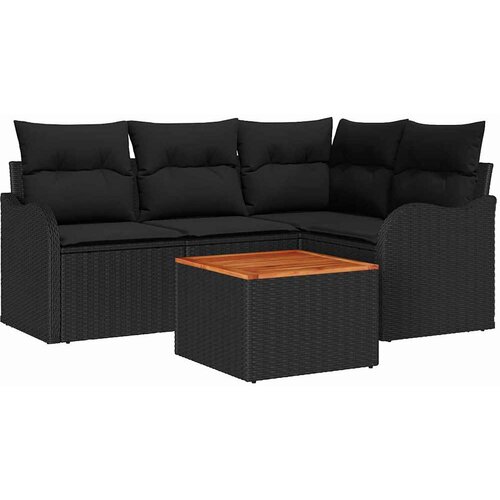  Sjedeća garnitura za vrt 5 kom. Crna poliratan 177,5 x 122,5 x 69 cm Slike