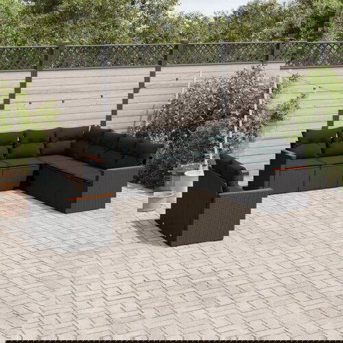 vidaXL Vrtna sedežna garnitura 9-delna z blazinami črn poli ratan Cene