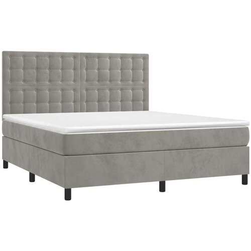  Box spring s madracem LED svjetlosivi 180x200 cm bar&amp;scaron;un Slike