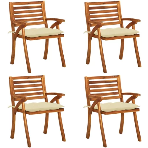 vidaXL Vrtne stolice s jastucima 4 kom od masivnog bagremovog drva