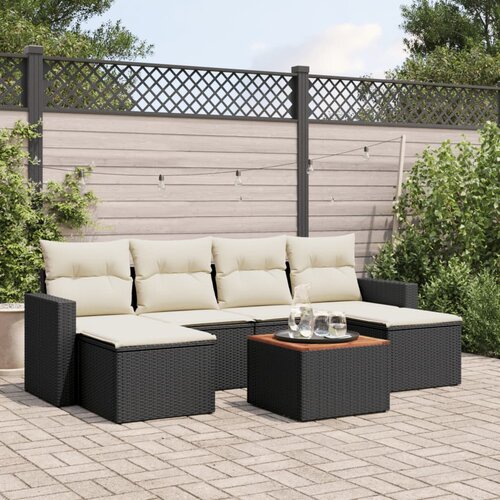 VidaXL 7-dijelni set vrtnih sofa od poliratana s jastucima crni Slike