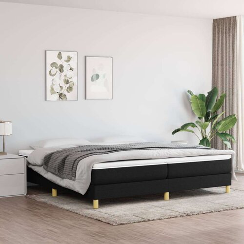 VidaXL Okvir za krevet s oprugama crni 200 x 200 cm od tkanine Slike