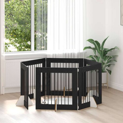  Vrata za pse z stojali 6 pcs Črni hrast 80 x 80 cm, (5000232786) Cene