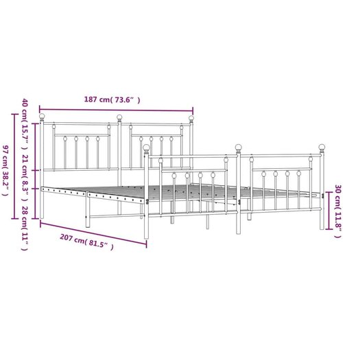 VidaXL metalni okvir kreveta uzglavlje i podnožje crni 180x200 cm Slike