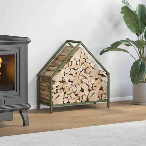 VidaXL stojalo za drva olive green 60x25x60 cm hladno valjano jeklo Slike