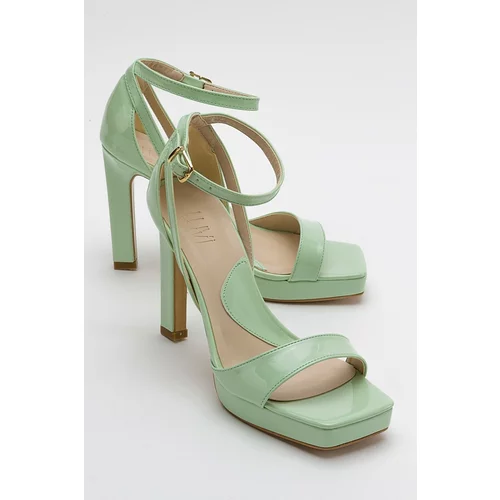 LuviShoes Mersia Green Patent Leather Women's Heeled Shoes