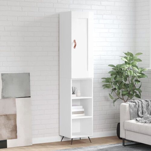 vidaXL Visoka omara visok sijaj bela 34,5x34x180 cm inženirski les Cene