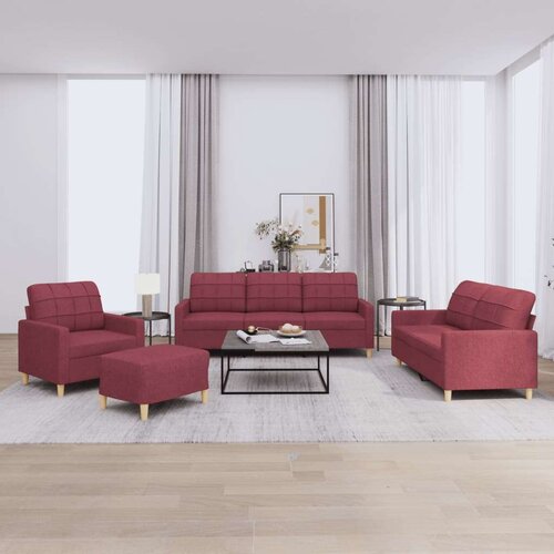 vidaXL 4-dijelni set sofa s jastucima crvena boja vina od tkanine Cene